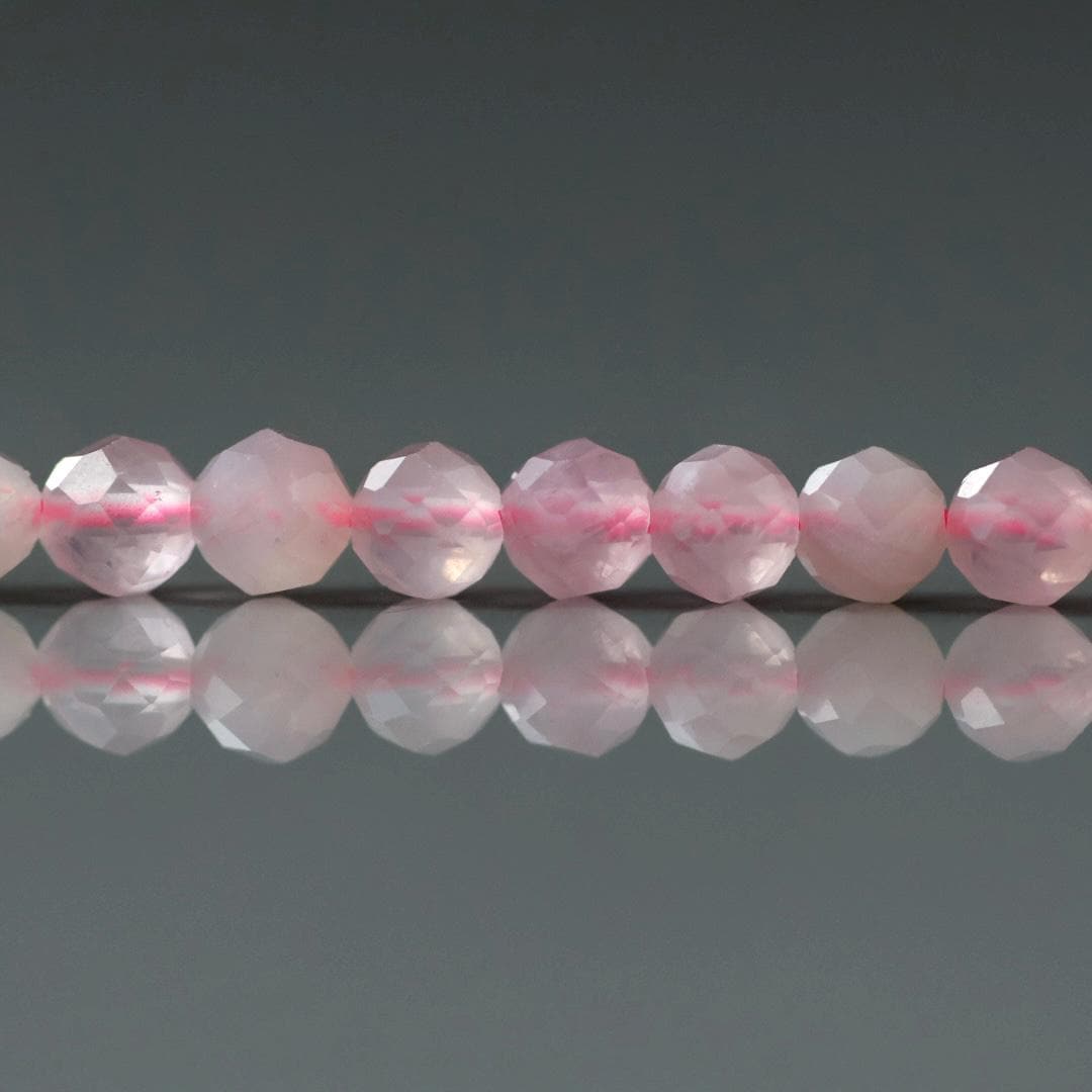 4mm Madagascar Rose Quartz Beads – Faceted Round Natural Gemstone 15" Strand