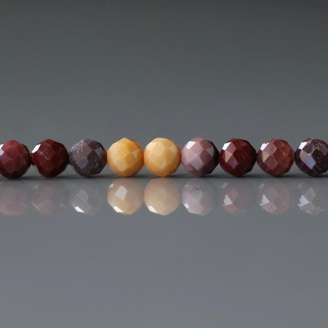 4mm Mookaite Jasper Beads - Faceted Round Natural Gemstone 15" Strand