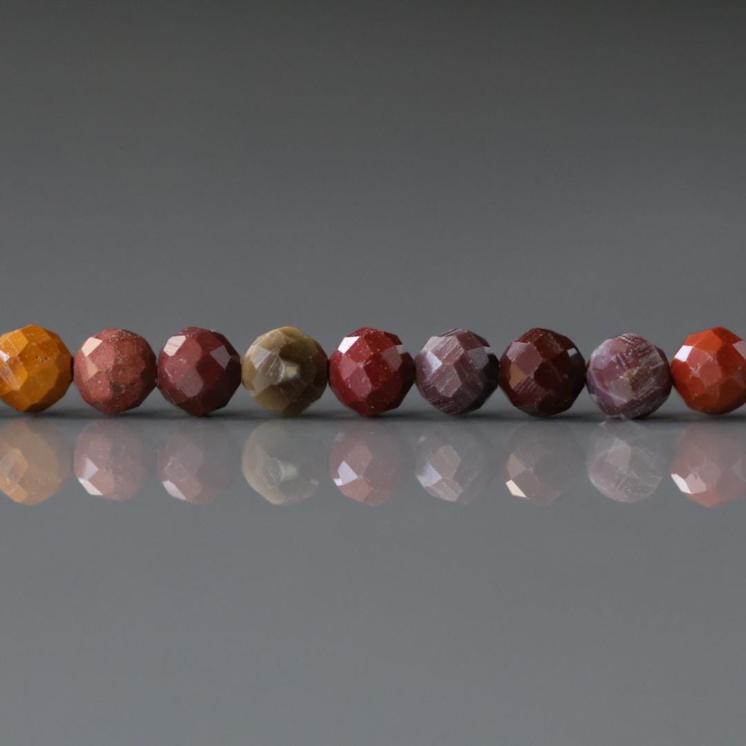 4mm Mookaite Jasper Beads - Faceted Round Natural Gemstone 15" Strand