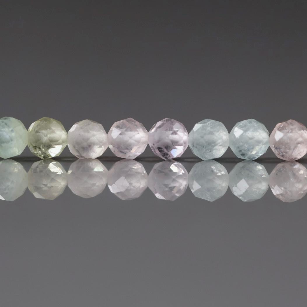 4mm Multi Aquamarine Beads – Faceted Round Natural Gemstone 15" Strand