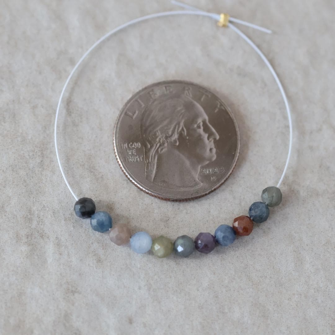 4mm Multi Sapphire Beads – Faceted Round Natural Gemstone - 14 pcs