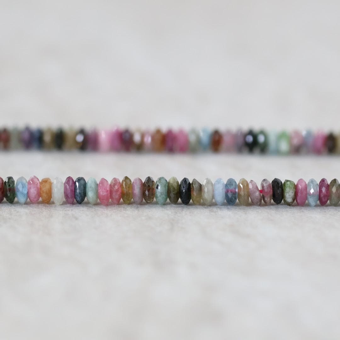 4mm Multi Watermelon Tourmaline Rondelle Beads Faceted Slices Natural Gemstone for DIY Jewelry Making