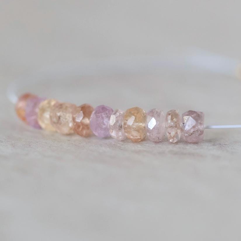 4mm Natural Imperial Topaz Rondelle Beads Faceted Pink Topaz 1” Natural Gemstone Beads for Jewelry Making Earrings