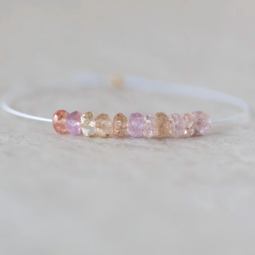 4mm Natural Imperial Topaz Rondelle Beads Faceted Pink Topaz 1” Natural Gemstone Beads for Jewelry Making Earrings