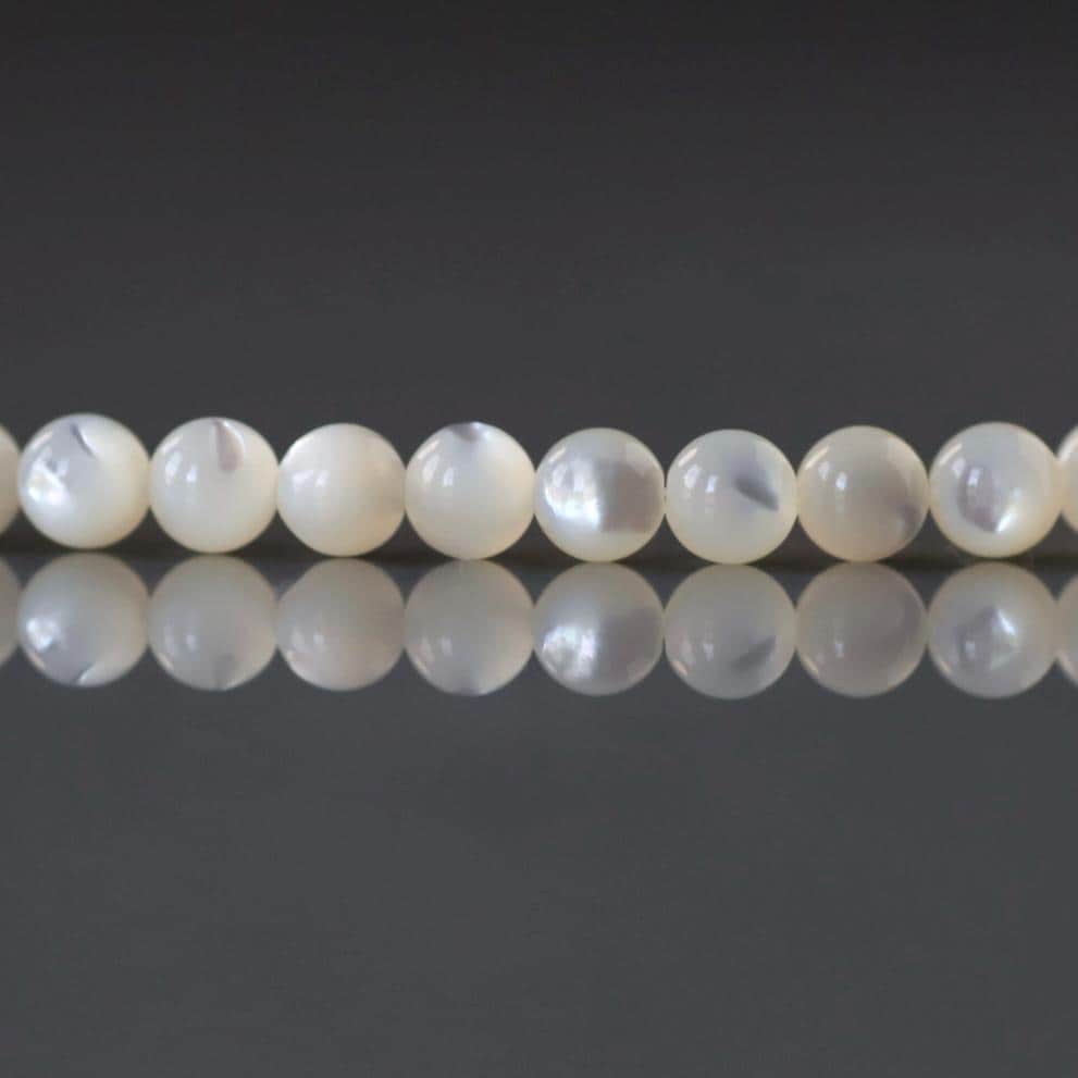 4mm Natural Mother of Pearl Beads - Smooth Round Natural Gemstone 15" Strand