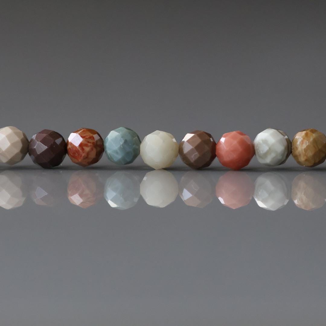4mm Ocean Jasper Beads - Faceted Round Natural Gemstone 15" Strand