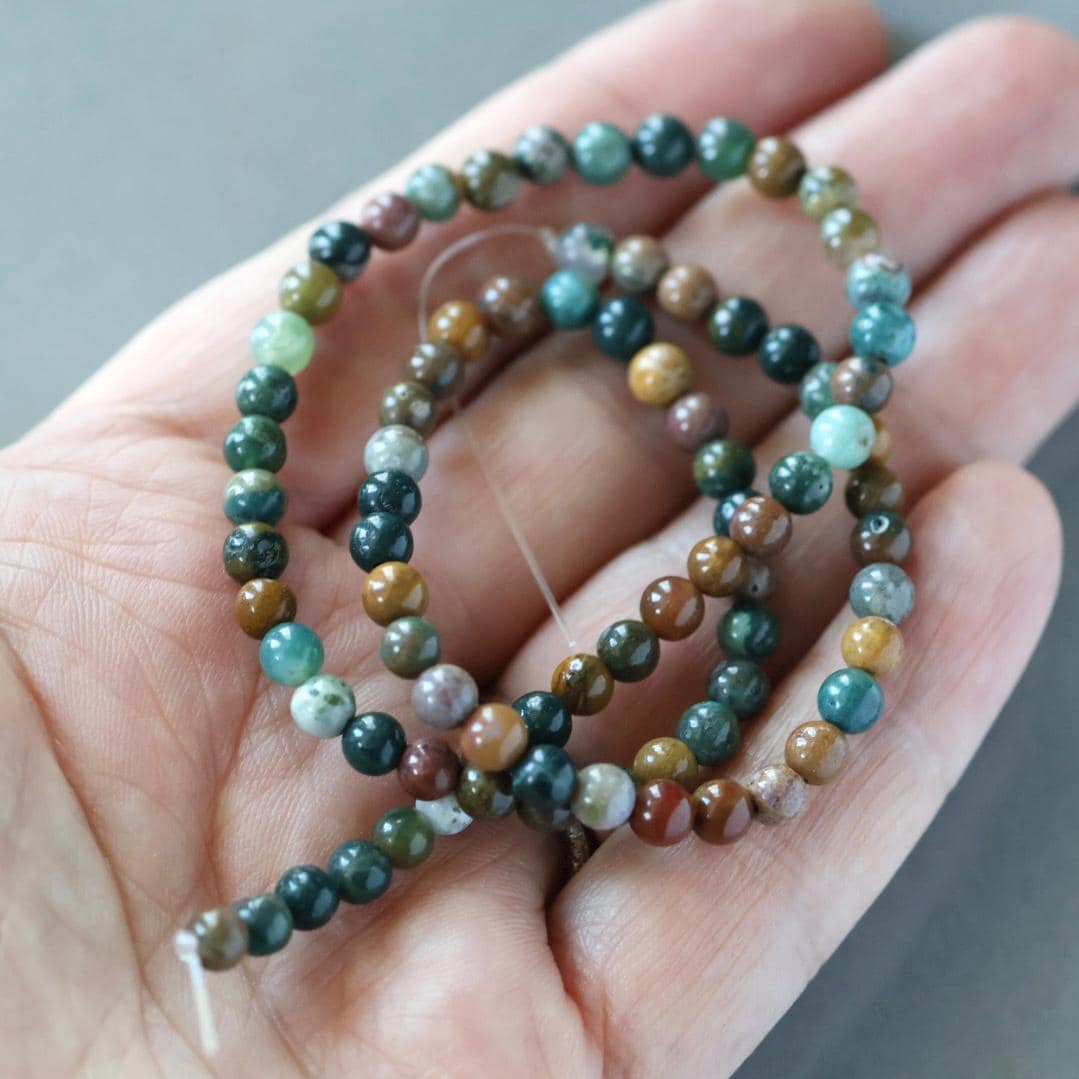 4mm Ocean Jasper Beads - Smooth Round Natural Gemstone 15" Strand