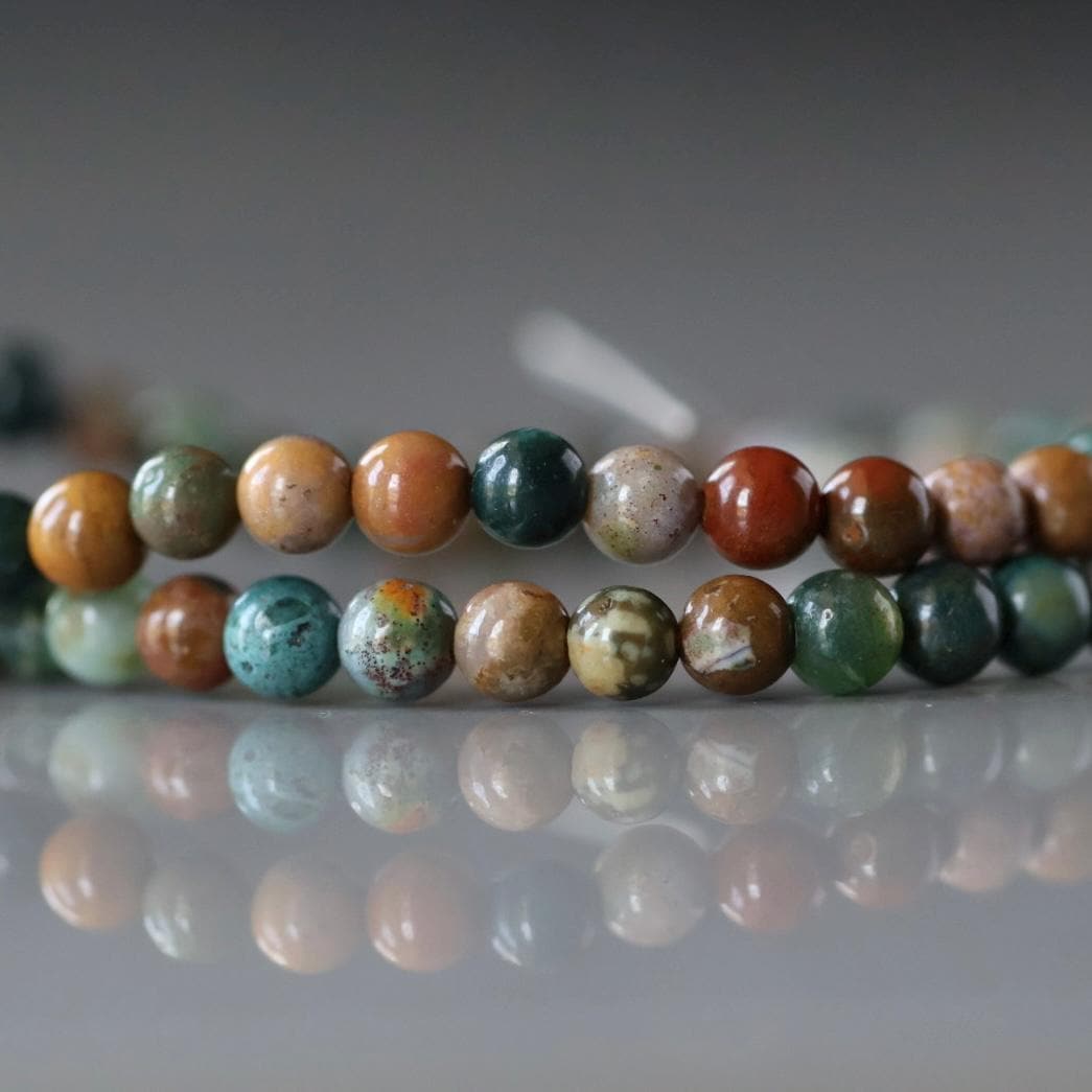 4mm Ocean Jasper Beads - Smooth Round Natural Gemstone 15" Strand