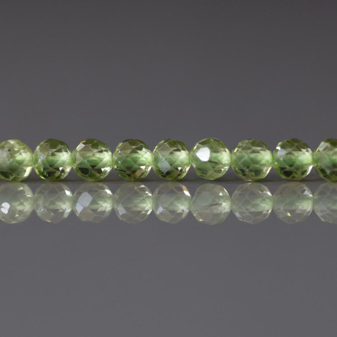 4mm Peridot Beads – Faceted Round Natural Gemstone 15" Strand