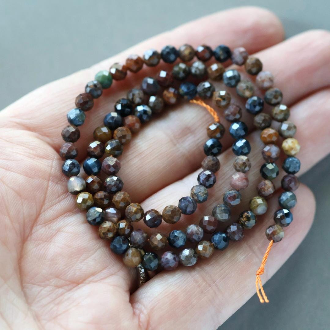4mm Pietersite Beads - Faceted Round Natural Gemstone 15" Strand