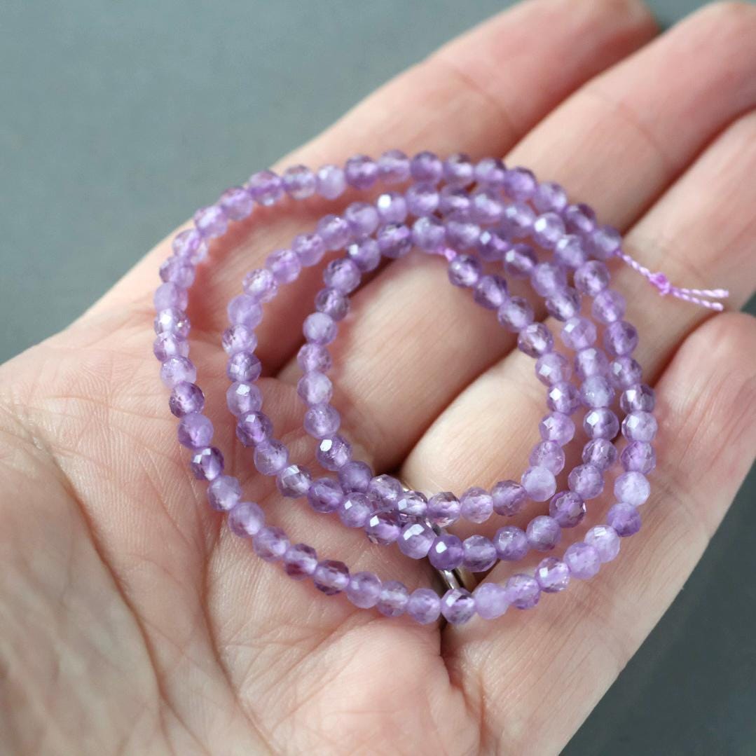 4mm Pink Amethyst Beads – Faceted Round Natural Gemstone 15" Strand