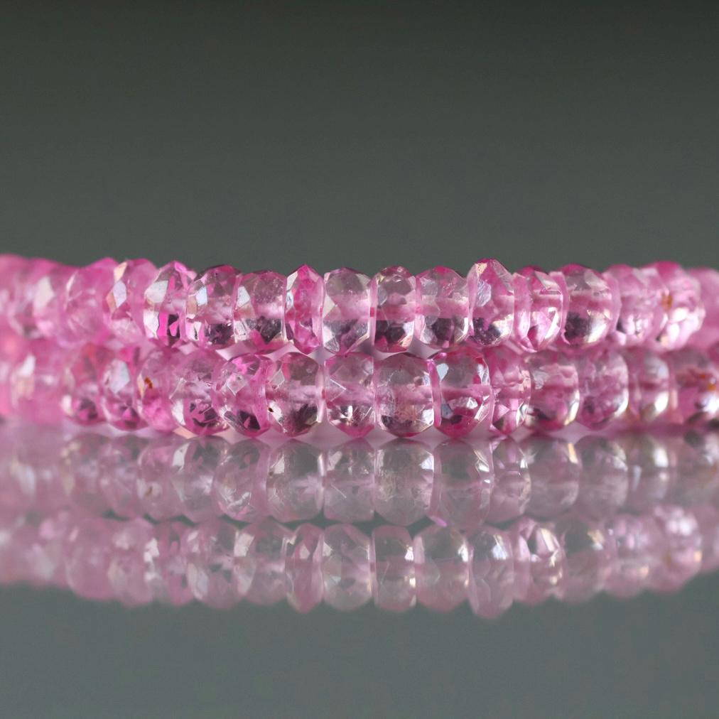 4mm Pink Topaz Beads – Faceted Rondelle Natural Gemstone 6" Strand