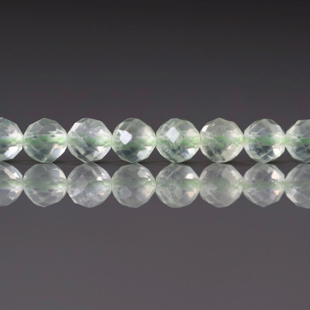 4mm Prehnite Beads – Faceted Round Natural Gemstone 15" Strand