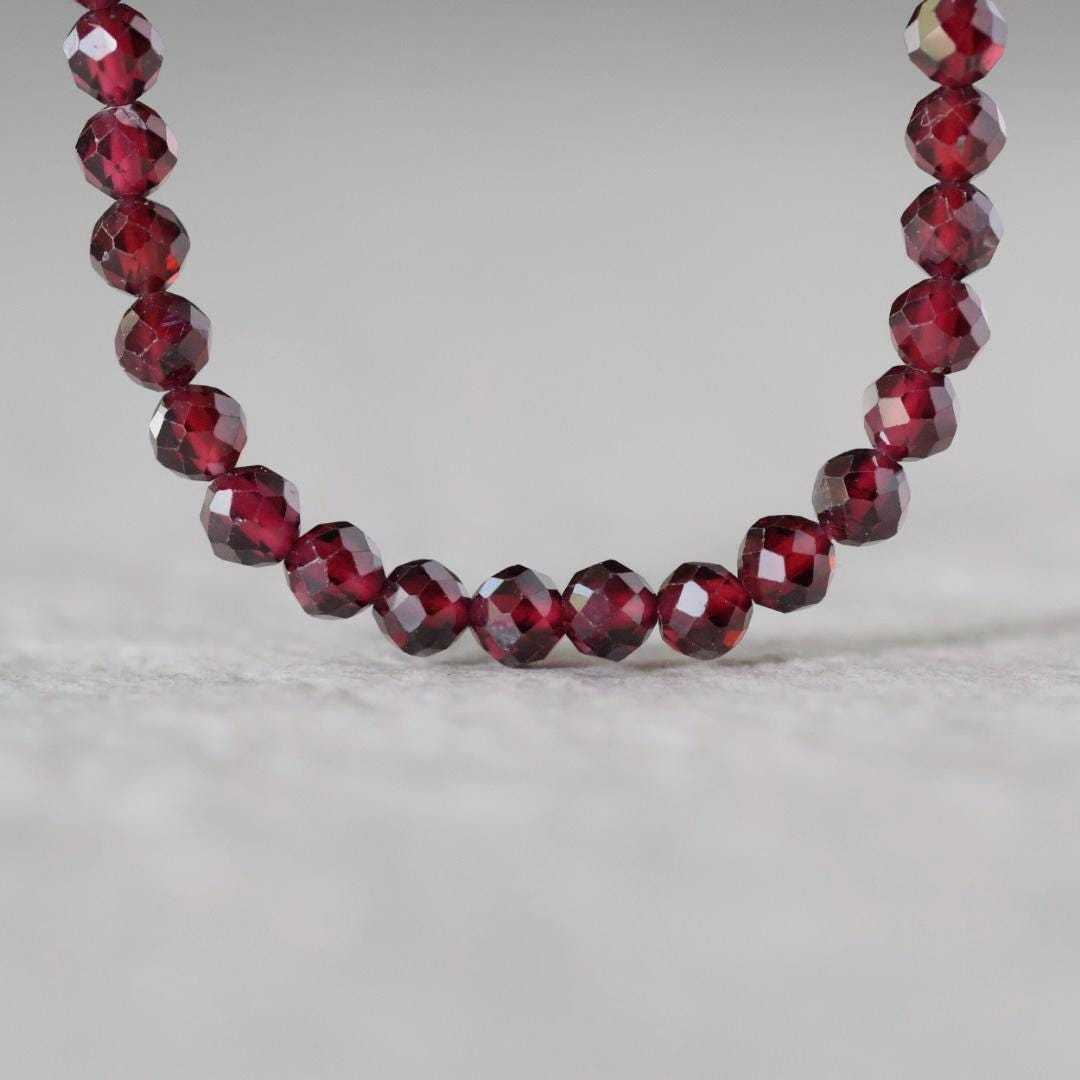 4mm Pyrope Garnet Beads – Faceted Round Natural Gemstone 15" Strand