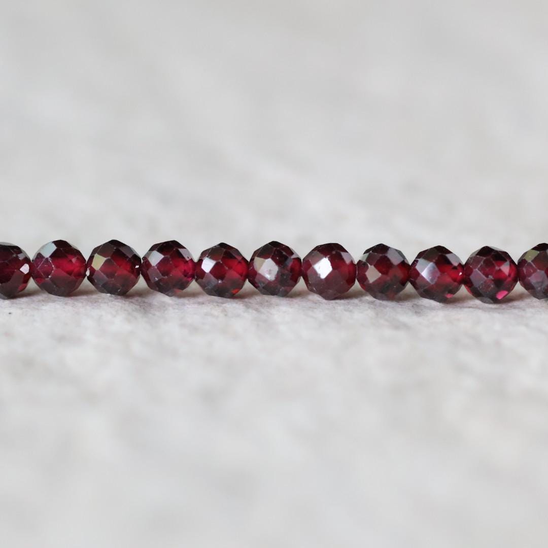 4mm Pyrope Garnet Beads – Faceted Round Natural Gemstone 15" Strand