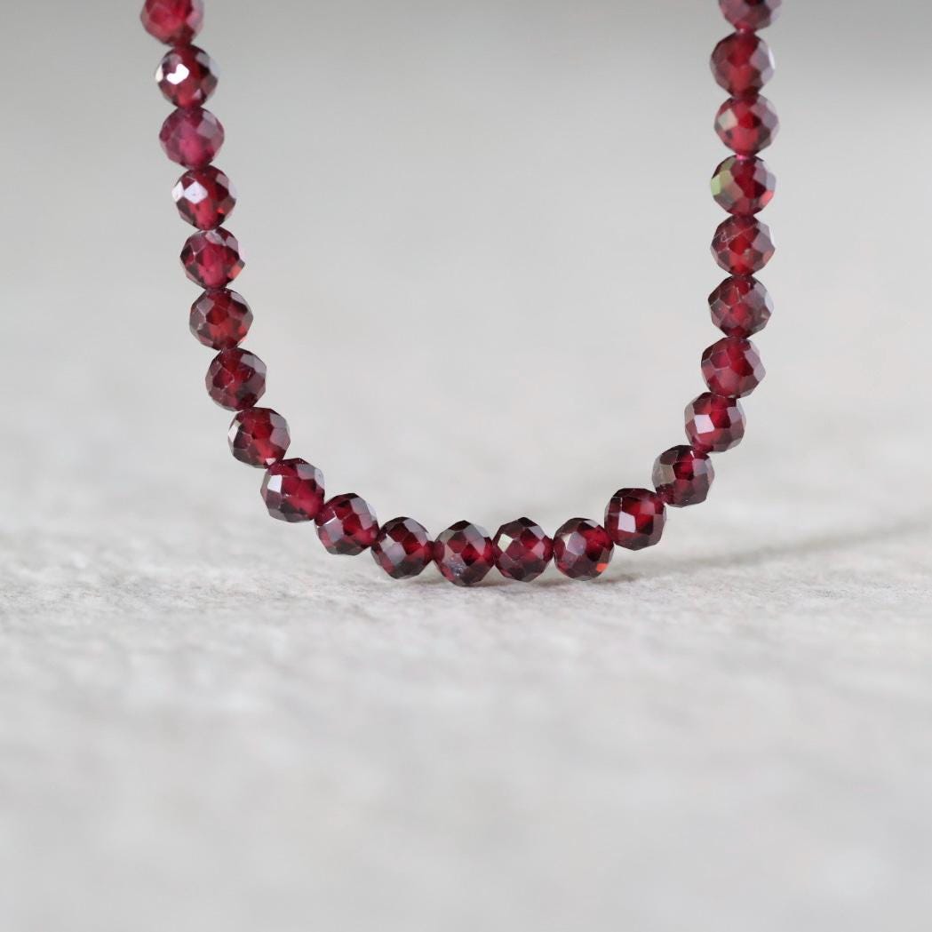 4mm Pyrope Garnet Beads – Faceted Round Natural Gemstone 15" Strand