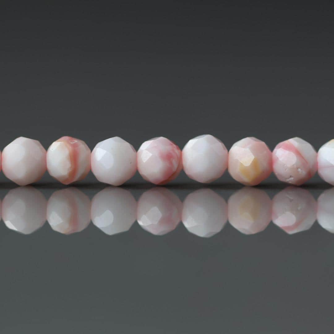 4mm Queen Conch Beads – Faceted Round Natural Gemstone 15" Strand