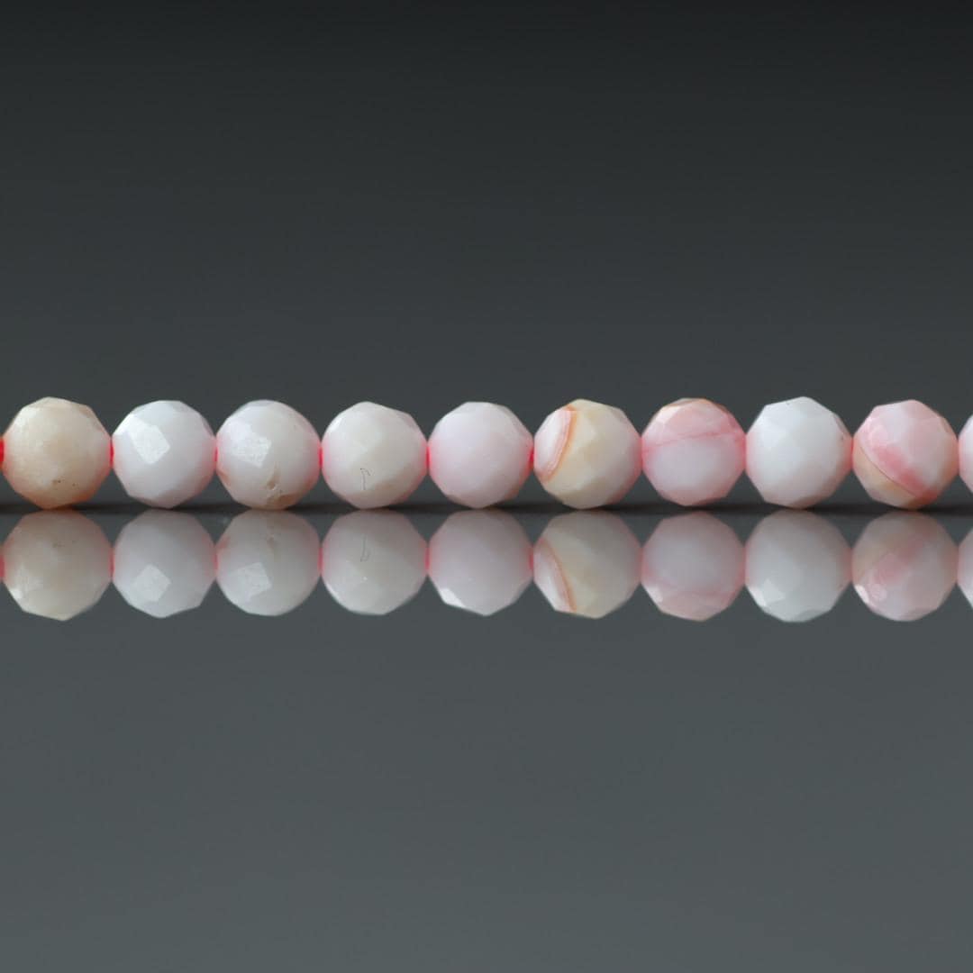 4mm Queen Conch Beads – Faceted Round Natural Gemstone 15" Strand