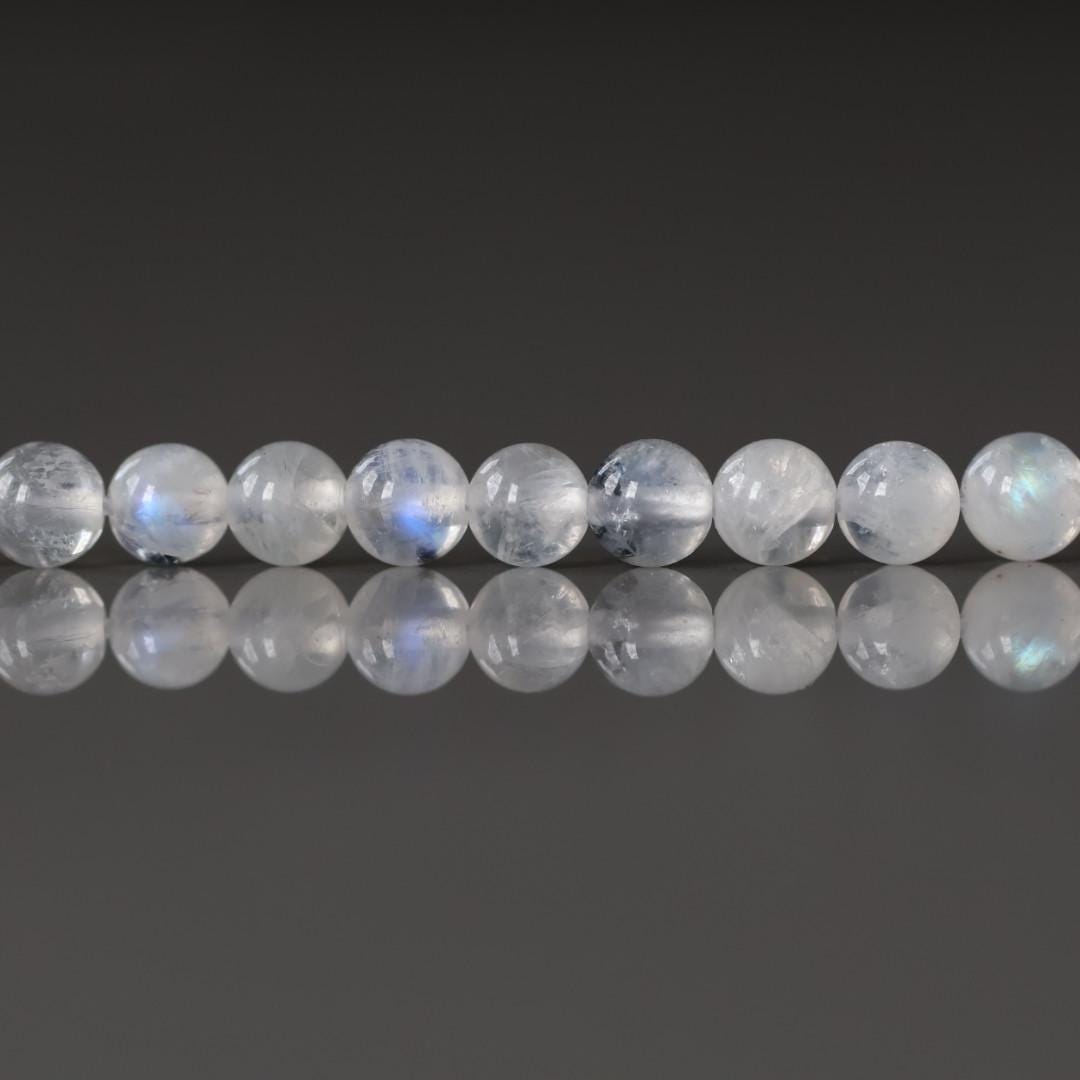 4mm Rainbow Moonstone Beads - Smooth Round Natural Gemstone 15" Strand