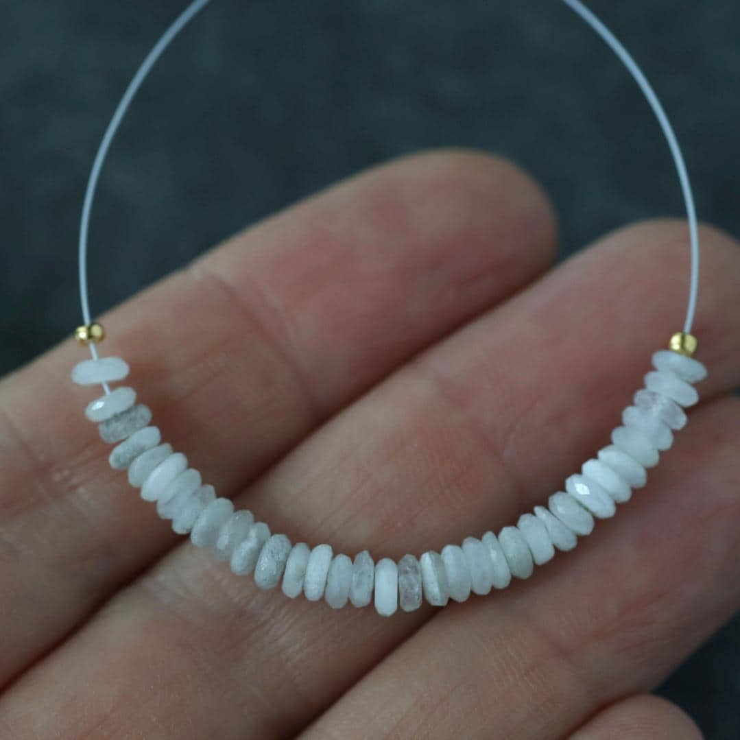 4mm Rare Albite Beads Faceted Rondelle Slices Genuine 2" White Gemstone Beads for DIY Jewelry Making Crafter Gift