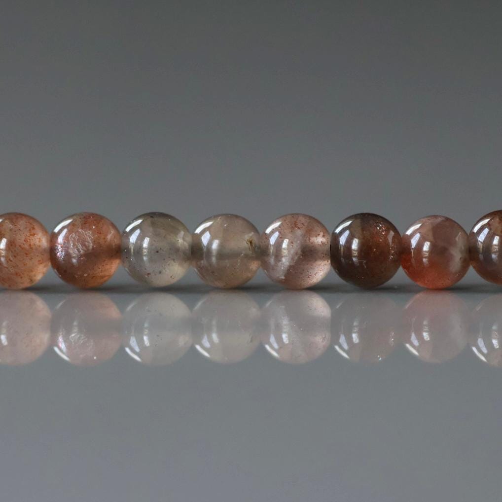 4mm Rare Brown Sunstone Beads - Smooth Round Natural Gemstone 15" Strand