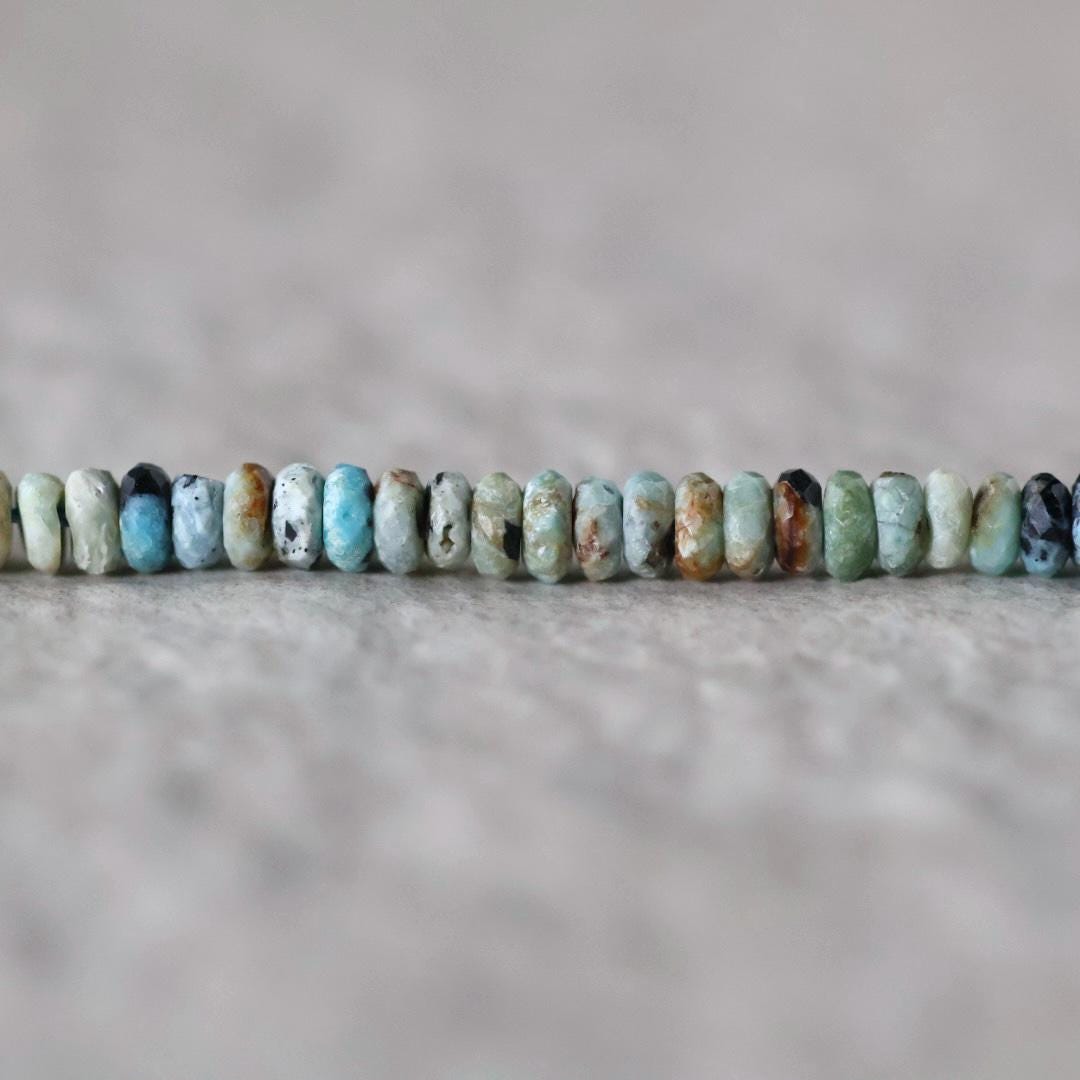4mm Rare Hemimorphite Rondel Beads Faceted 7” Raw Genuine Gemstone Beads DIY Jewelry Making Supply