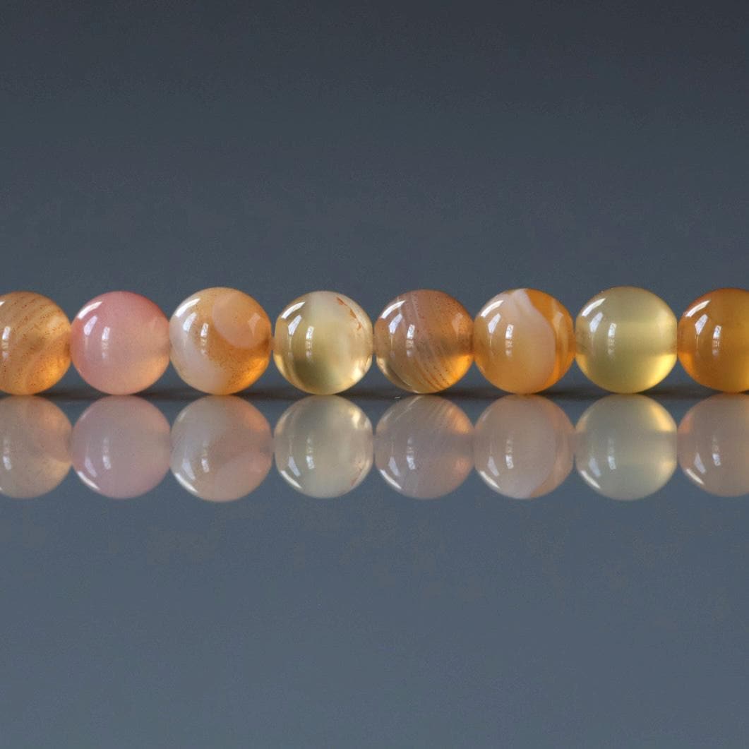 4mm Rare Orange Botswana Agate Beads - Smooth Round Natural Gemstone 15" Strand