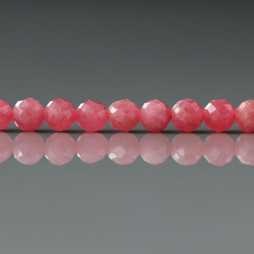 4mm Rhodonite Beads – Faceted Round Natural Gemstone 15" Strand
