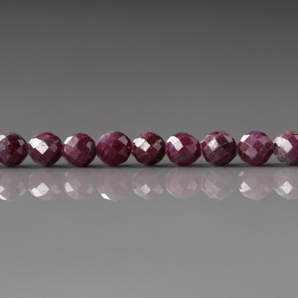 4mm Ruby Beads – Faceted Round Natural Gemstone 15" Strand