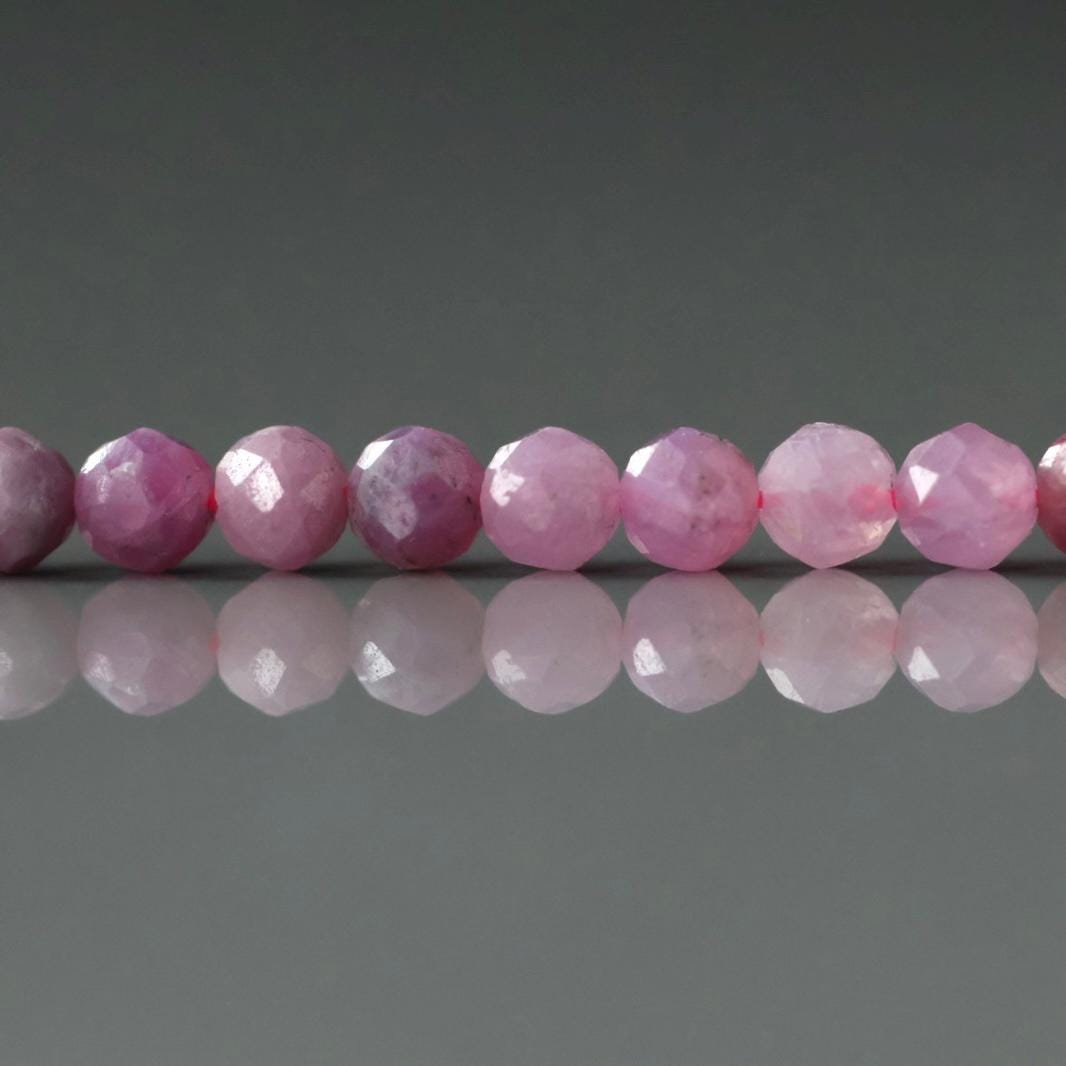 4mm Ruby Beads – Faceted Round Natural Gemstone 15" Strand