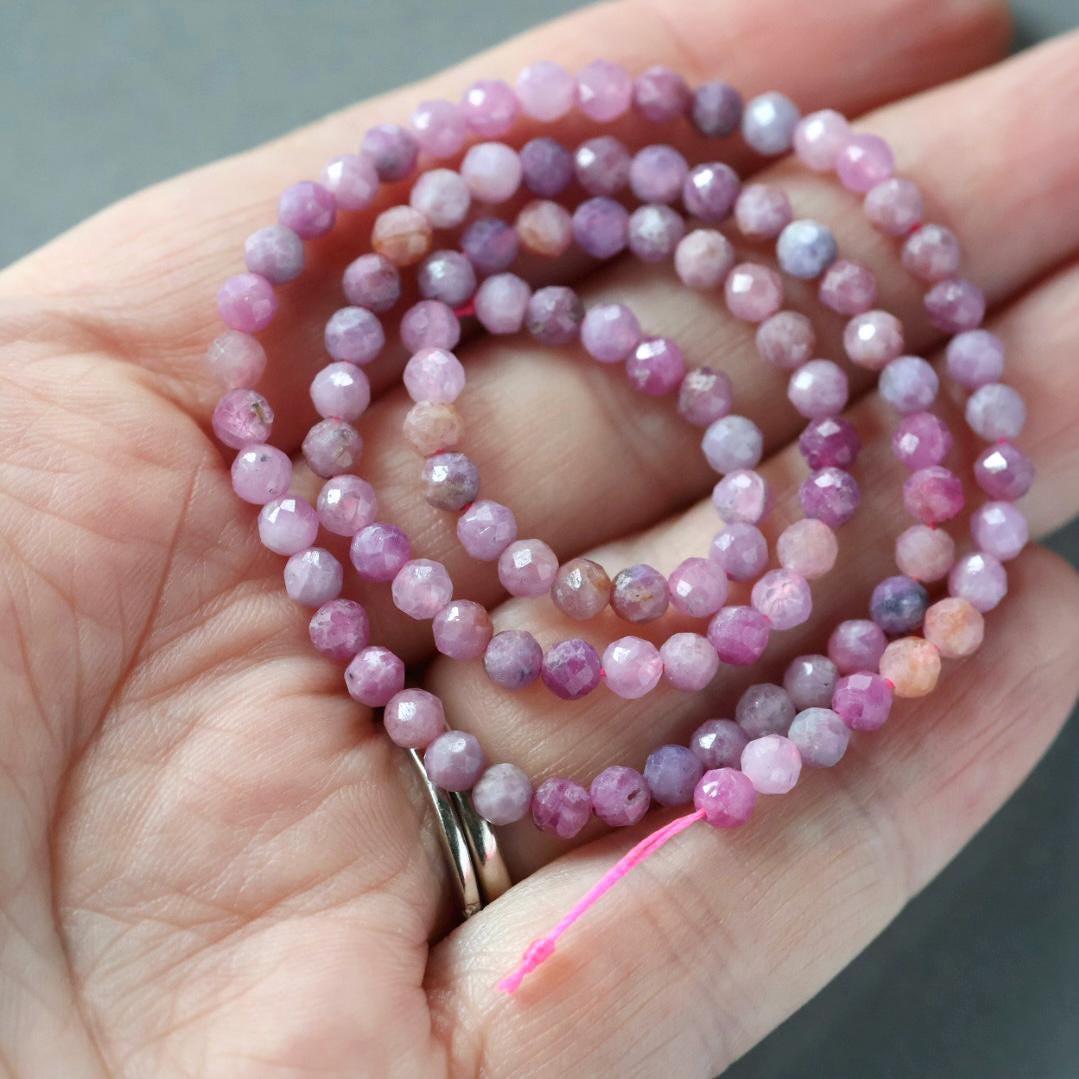 4mm Ruby Beads – Faceted Round Natural Gemstone 15" Strand