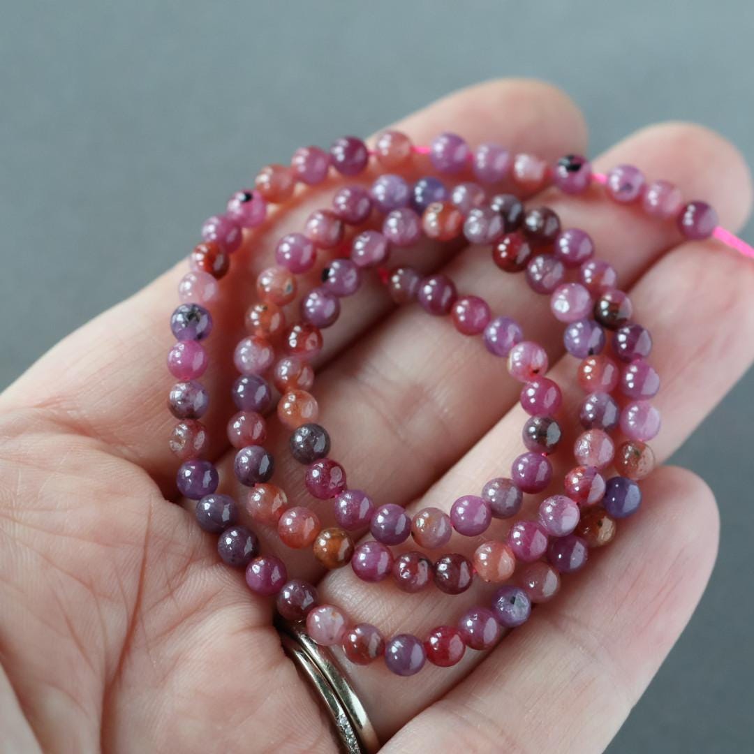 4mm Ruby Beads – Smooth Round Natural Gemstone 15" Strand