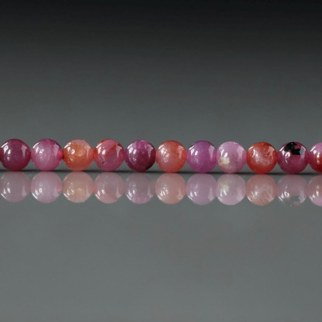 4mm Ruby Beads – Smooth Round Natural Gemstone 15" Strand