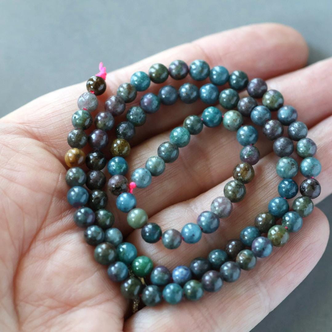 4mm Ruby in Kyanite Beads - Smooth Round Natural Gemstone 15" Strand