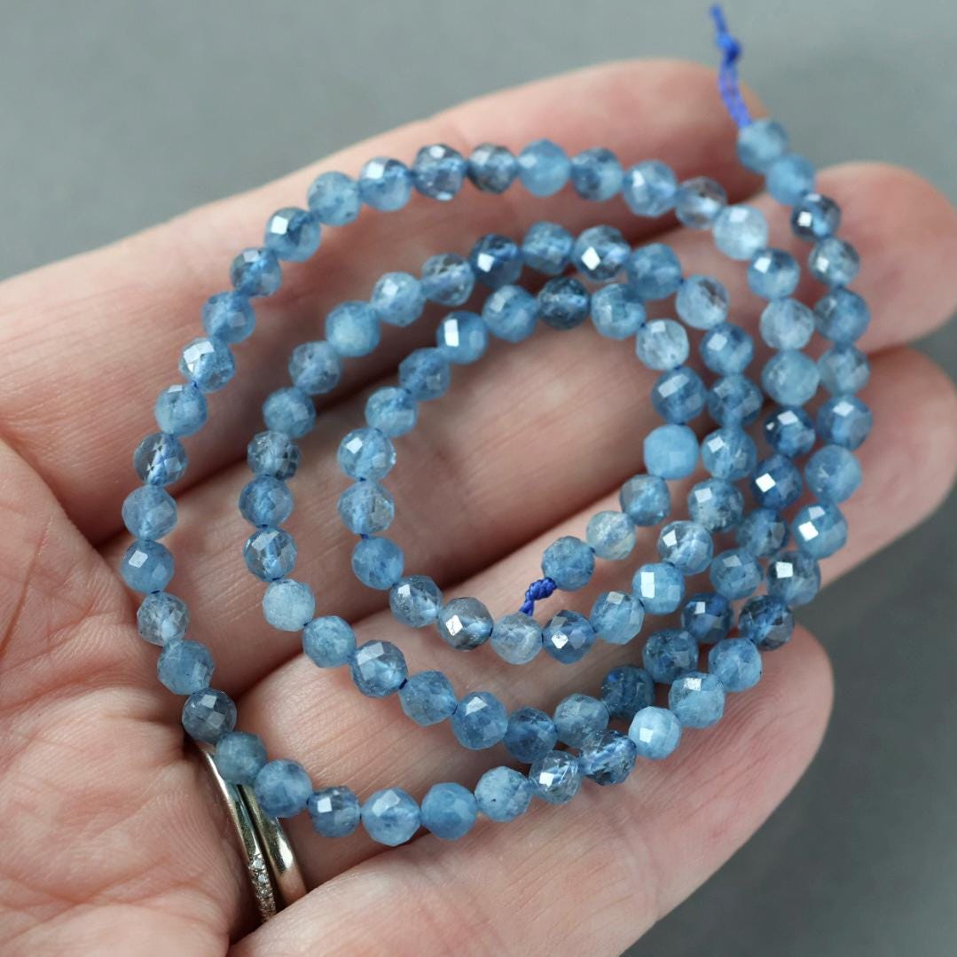 4mm Santa Maria Aquamarine Beads -Faceted Round Natural Gemstone 15" Strand
