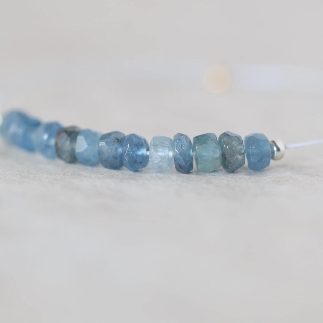 4mm Santa Maria Aquamarine Beads - Faceted Rondelle Natural Gemstone 15 Pcs