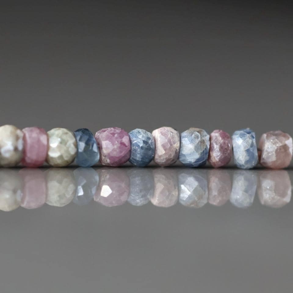 4mm Silverite Coated Multi Sapphire Beads – Faceted Rondelle Natural Gemstone - 20 pcs