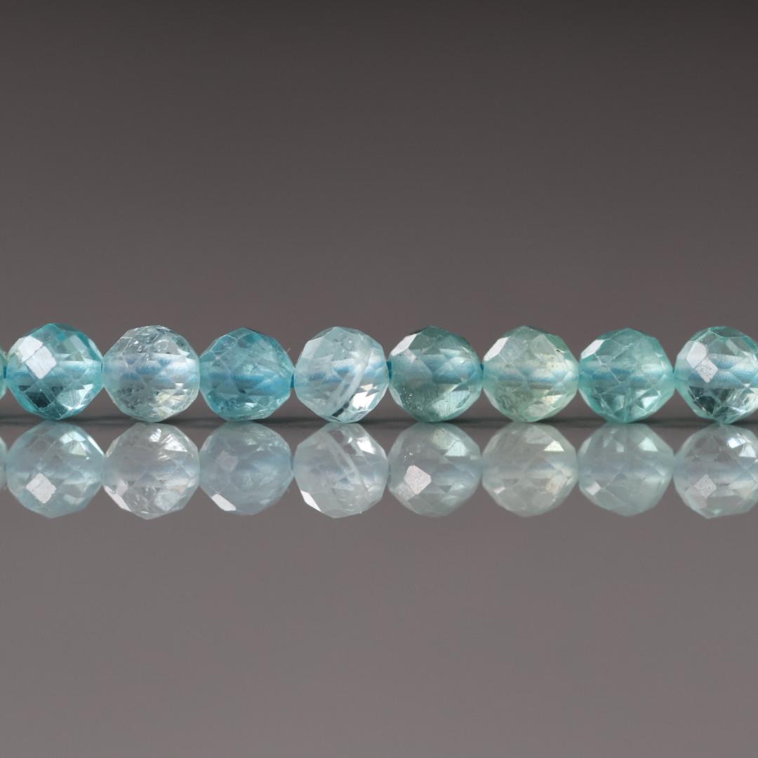 4mm Sky Blue Apatite Beads – Faceted Round Natural Gemstone 15" Strand