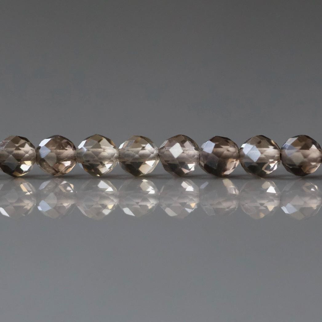 4mm Smoky Quartz Beads - Faceted Round Natural Gemstone 15" Strand