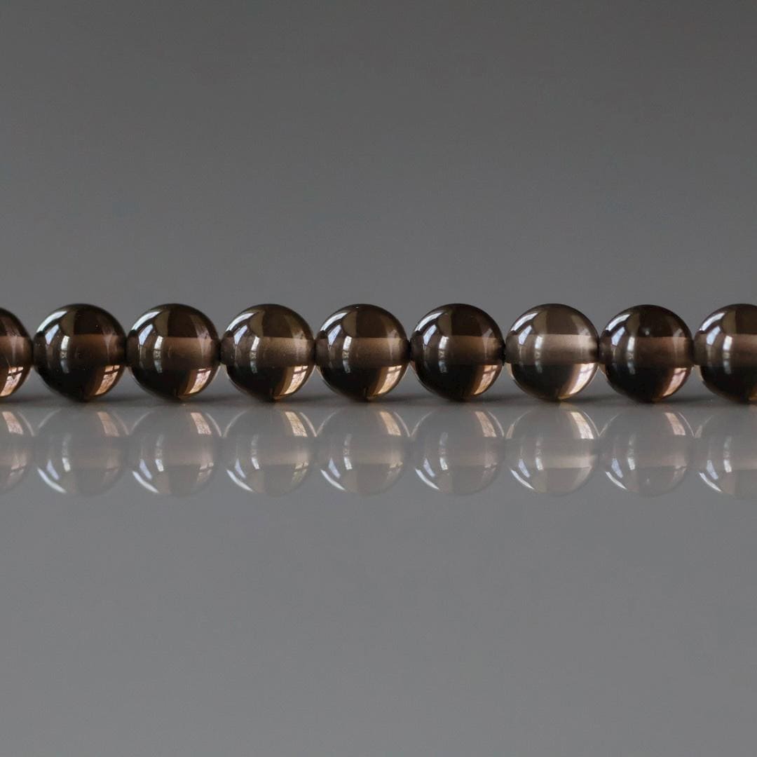 4mm Smoky Quartz Beads - Smooth Round Natural Gemstone 15" Strand