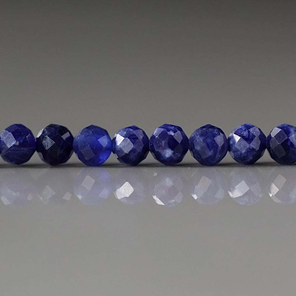 4mm Sodalite Beads – Faceted Round Natural Gemstone 15" Strand