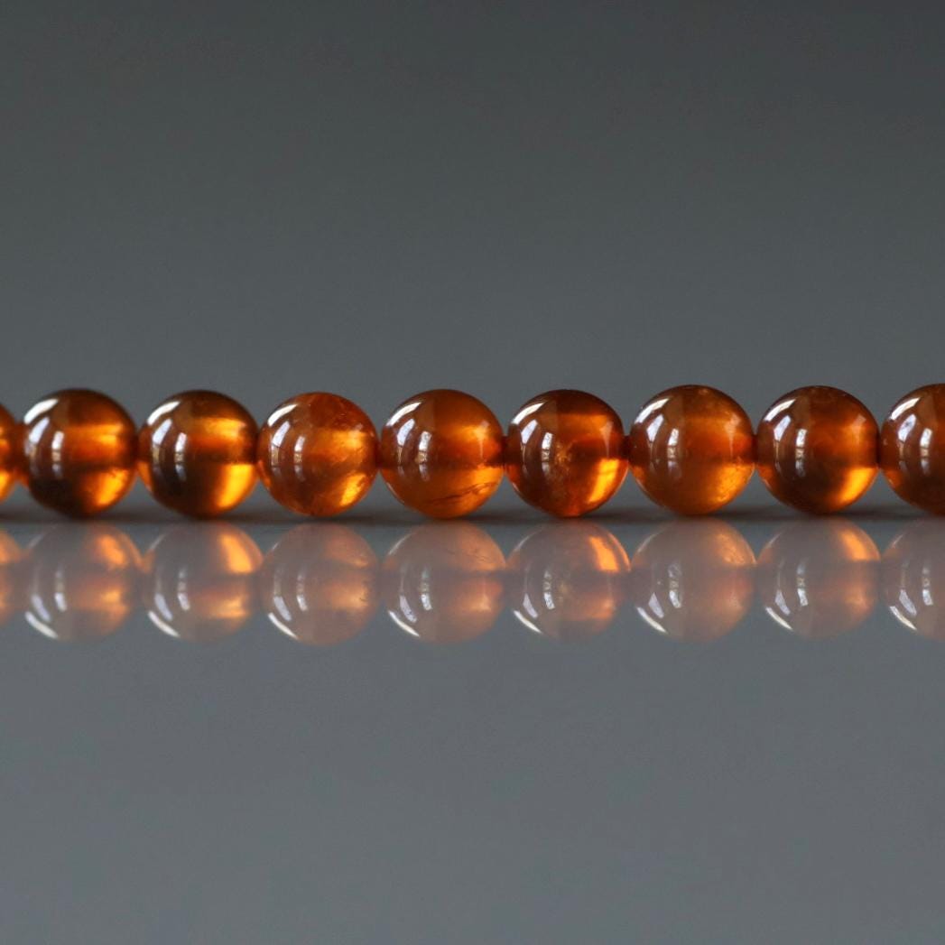 4mm Spessartine Garnet Beads - Smooth Round Natural Gemstone 15" Strand