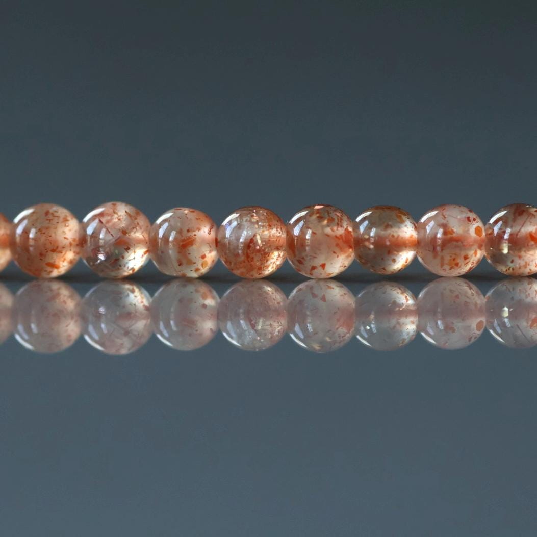 4mm Sunstone Beads - Smooth Round Natural Gemstone 15" Strand