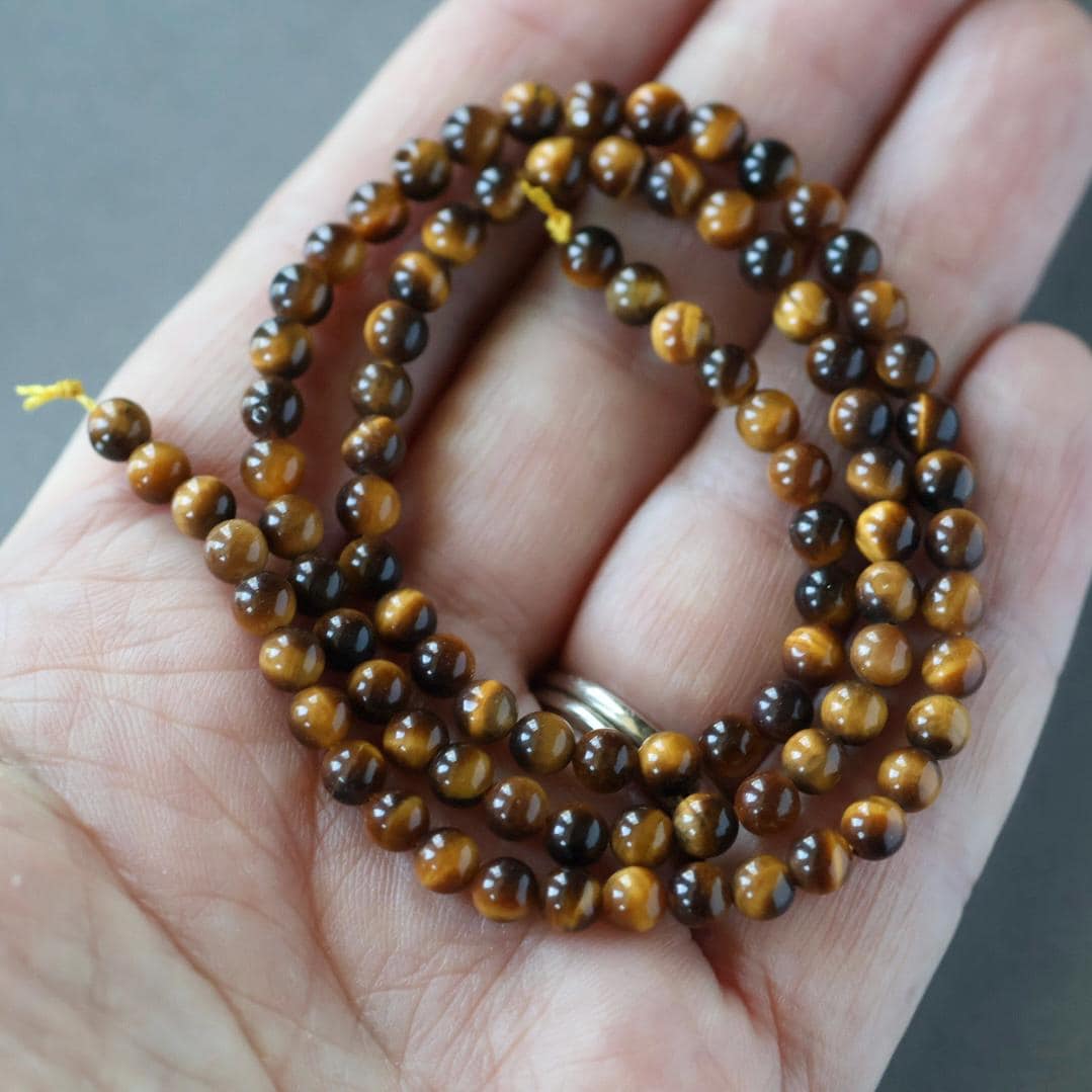 4mm Tiger's Eye Beads - Smooth Round Natural Gemstone 15" Strand