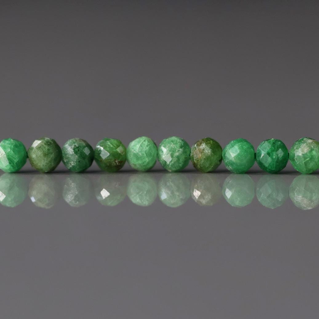 4mm Tsavorite Garnet Beads – Faceted Round Natural Gemstone 15" Strand