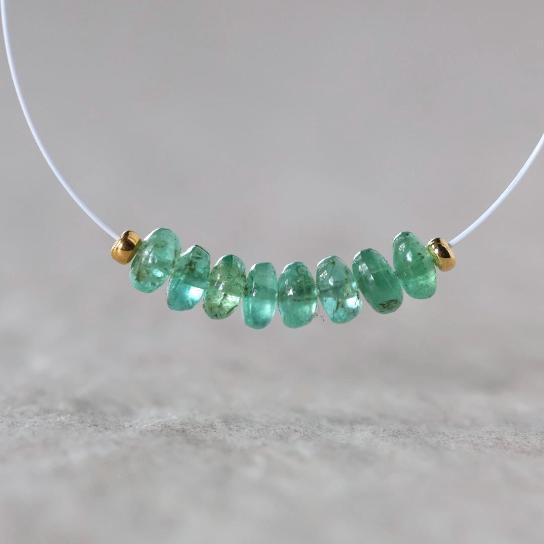 4mm Zambian Emerald Beads Smooth Rondelle 8 PCs Natural Emerald Gemstone for DIY Jewelry Making Earrings Supplies