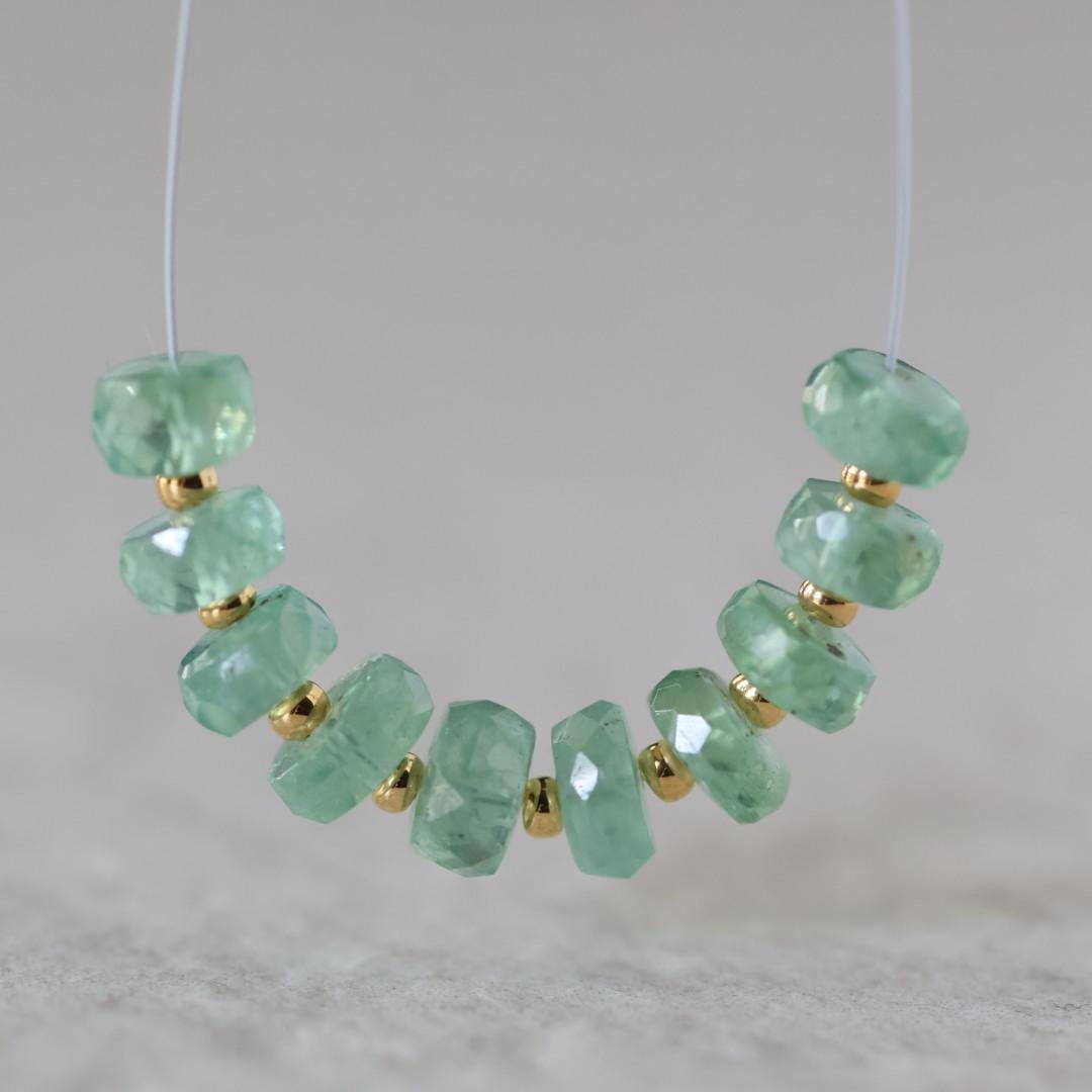 5mm Green Kyanite Beads - Faceted Rondelle Natural Gemstone 10 Pcs