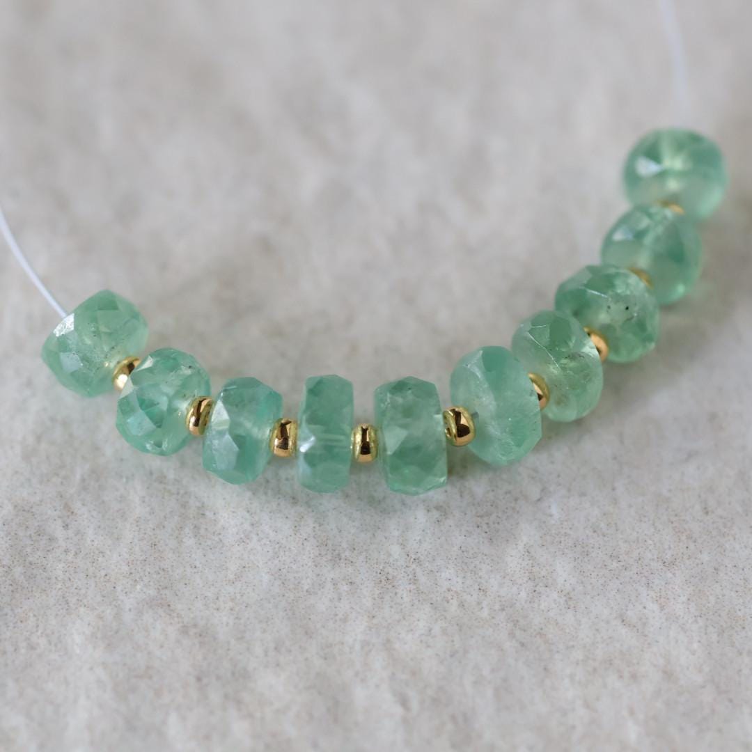 5mm Green Kyanite Beads - Faceted Rondelle Natural Gemstone 10 Pcs