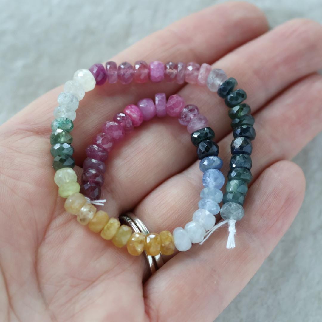 5.5mm AAA Multi Sapphire Beads Faceted Rondelle Colorful Sapphire Natural Gemstone for DIY Jewelry Making Supplies
