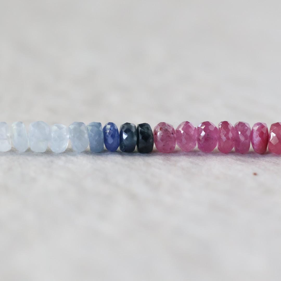 5.5mm AAA Multi Sapphire Beads Faceted Rondelle Colorful Sapphire Natural Gemstone for DIY Jewelry Making Supplies